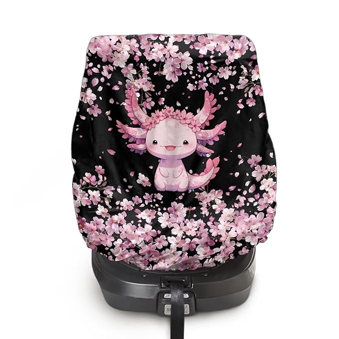 XYZCANDO Axolotl Car Seat Cover Baby Travel Cute Car Seat Sun Cover for Baby Replacement Car Seat Sun Protection Breathable Baby Car Seat Shade Cover for Most Cars Gift for Birthday