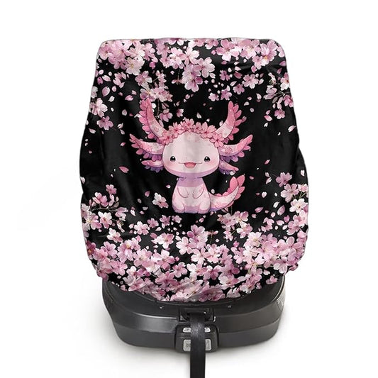 XYZCANDO Axolotl Car Seat Cover Baby Travel Cute Car Seat Sun Cover for Baby Replacement Car Seat Sun Protection Breathable Baby Car Seat Shade Cover for Most Cars Gift for Birthday