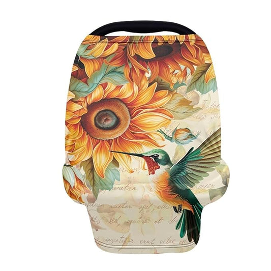 Forchrinse Hummingbird Sunflower Nursing Cover Breastfeeding Scarf Baby Car Seat Cover for Boys Girls Infant Carseat Canopy Multi-Use