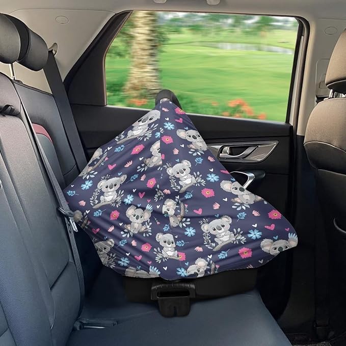 Koala Car Seat Canopy Breastfeeding Cover Multi Use Baby Stroller and Carseat Cover, Breastfeeding Covers, Boys and Girls Shower Gifts