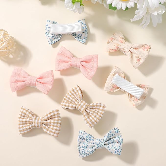choicbaby 20pcs Baby Girl Hair Bow Clips 2" Fully Lined Non Slip Hair Bows Barrettes Handmade Toddler Floral Hair Accessories for Baby Girl Toddler Kids Fine Hair (Style-B)