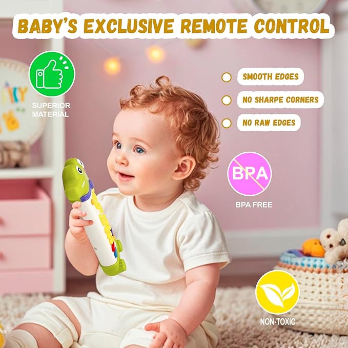 Baby Remote Control Toy with Music and Light - On The Go Remote - Toddler Early Education Learning Toys & Gifts for Boys & Girls Ages 18 Months+ (Crocodile)