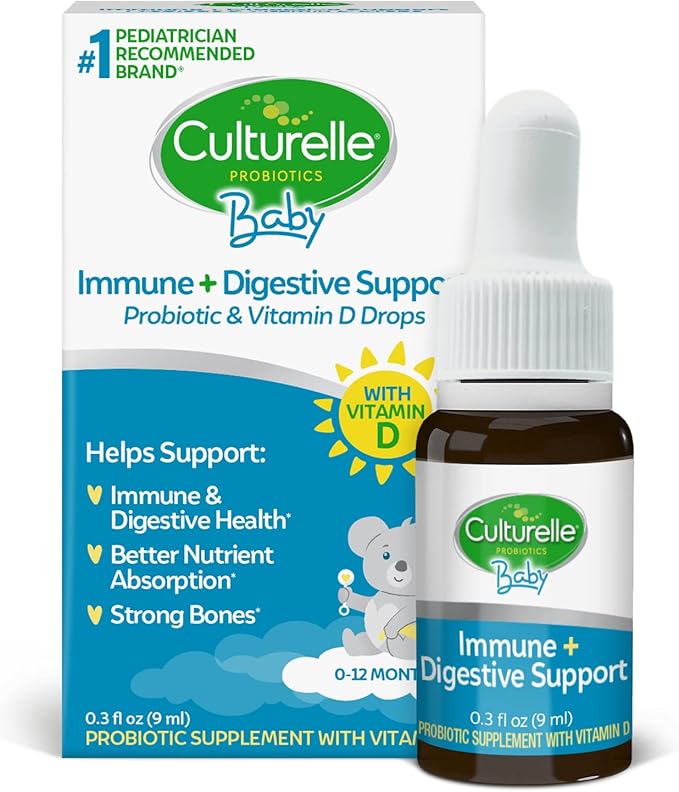 Culturelle, Baby Calm & Comfort Drops 0-12 Months, 0.29 Ounce & Baby Immune & Digestive Support Probiotic + Vitamin D Drops, Helps Support Immune Health