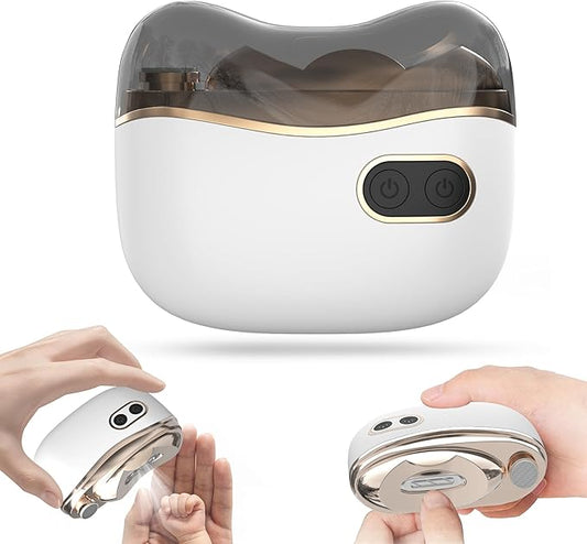 Bestkid Electric Nail File Baby with Polishing, 2-Speed Safety First Automatic Infant Nail Clipper with LED Light & Nail Craps Storage, White Smart Finger Nail Trimmer for Kids Adults Caregivers