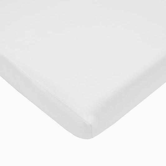 American Baby Company 100% Natural Cotton Fitted Pack and Play Sheet 39" x 27" - Soft & Breathable Pack N Play Sheet for Playpen, Playard & Mini Crib Mattress, White, for Boys & Girls