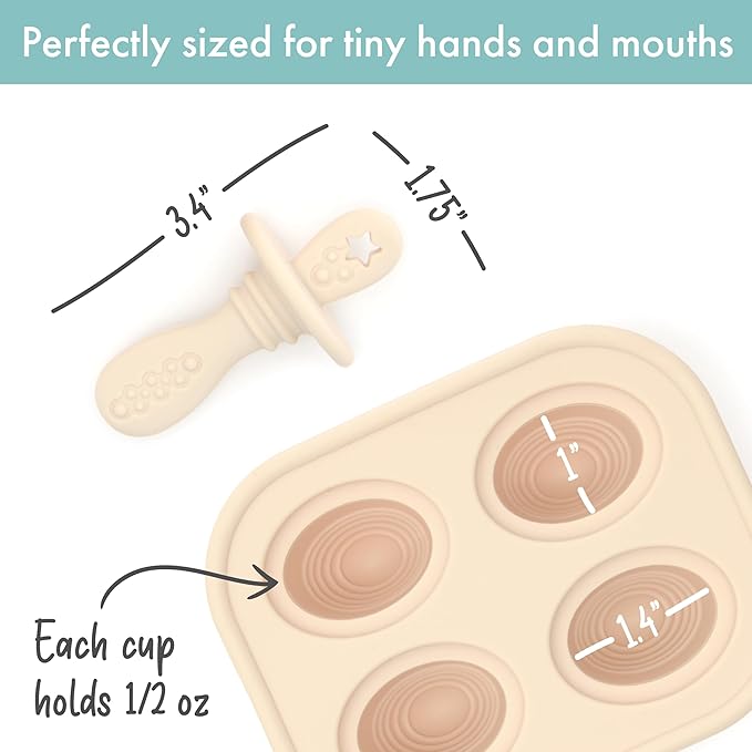 PrimaStella Silicone Petite Pops - Baby Popsicle Mold - BPA Free - Dishwasher Safe - 4 Months+ (Oat Teether Pops)