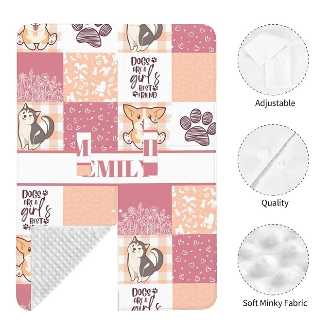 Personalized Baby Car Seat Canopy for Girls, Custom Name Baby Car Seats Covers for Babies, Opening Minky Nursing Breastfeeding Stroller Cover Infant Carseat Canopies for Newborn (Cute Puppy Pink)