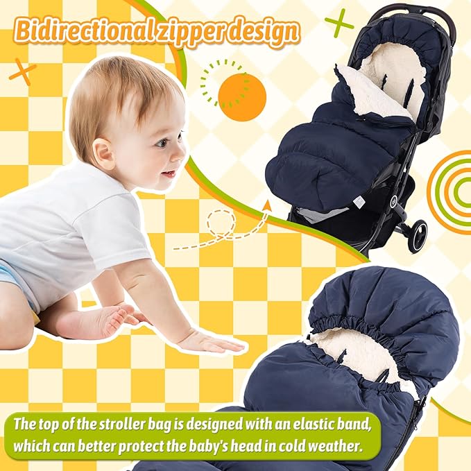 Baby Footmuff for Winter Outdoors Stroller Layer Waterproof Outer Soft Lambswool Liner Designed for Cold Wind Moisture Protection Suitable -30F/-22C Universal Fit Stroller