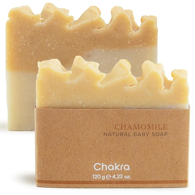Chakra Chamomile Baby Bar Soap - Paraben & Additive-Free Handmade Soap Bar for Face, Body and Hands, Gentle Cleansing for Daily Skin Care, 4.23 oz