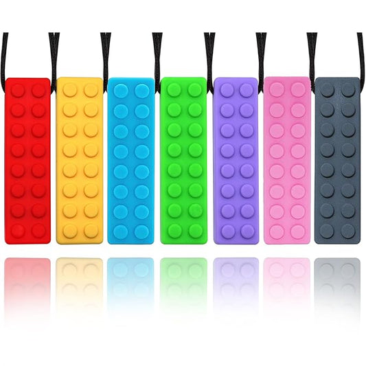 Chewy Necklaces for Sensory Kids Boys Girls, Silicone Chew Necklace Sensory Toys for Autistic, ADHD, Anxiety, SPD, 7 Pack Chewy Fidget Toys Autism Sensory Products for Children Adults Chewing