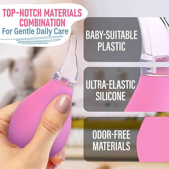3 Pcs Nose Bulb Syringe for Baby - 3.35" Mucus Suction for Babies, Baby Bulb Syringe for Infant, Odor-Free PVC and Silicone Nasal Suction for Babies - Easy to Use Infant Nose Sucker for Toddler