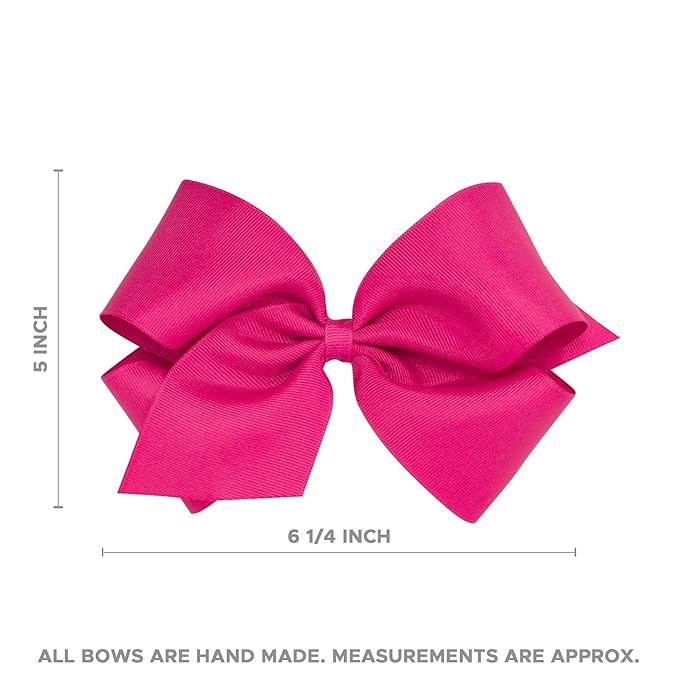 Wee Ones Girls' Classic Grosgrain Hair Bows with Plain Wrap Center, No-Slip Hair Clip, Handmade, Oatmeal, King