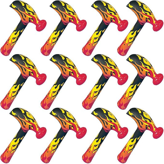 Fun Express Inflatable Flaming Hammers, 32", 12 Pieces, Great for Pool Parties and Birthdays Decorations