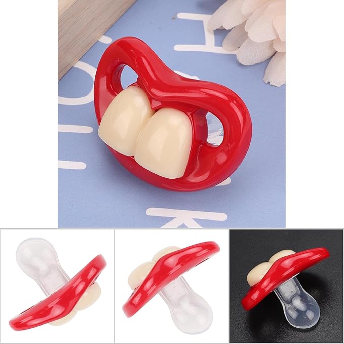 Funny Red Lip Silicone Baby Pacifier, Soft Gel Soother with Teeth Design
