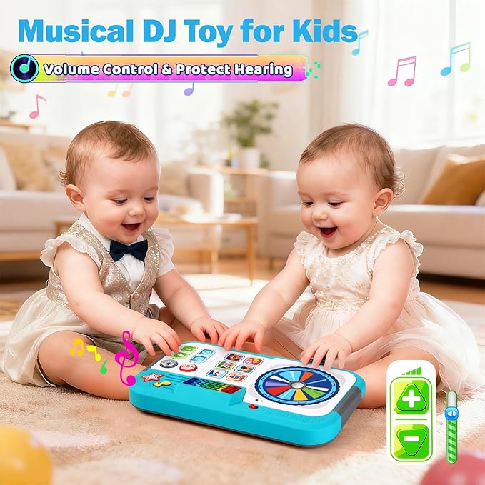 Baby DJ Set, Toddler Musical DJ Table with Lights for 6-12 Months, Preschool Infant Tummy Time Toy, Interactive Early Sensory Development Toy, 1st Christmas Birthday Gifts for Boys Girls Age 1 2 3