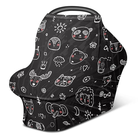 Baby Car Seat Stroller Covers Panda Fox Bear Nursing Cover Breastfeeding Scarf Soft Breathable Stretchy Coverage Carseat Canopy Cover for Boys and Girls Soft Breathable Multi Use