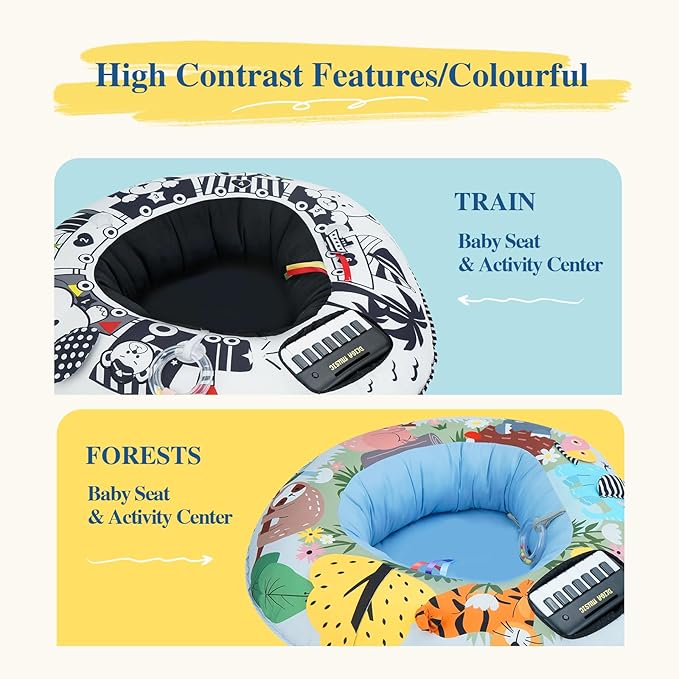 Lovvie & Joy 3-in-1 Baby Seat & Tummy Time & Play Activity Center Ring,Soft Infant Seats for Sitting Up Chair 0-12 Months Babies with Toys for Early Sensory Exploration and Motor Skill Development