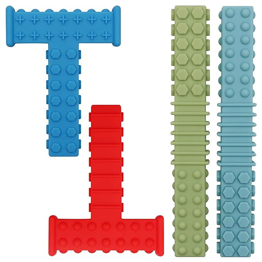 Sensory Chewy Toys for Autistic Children, 5 Pack Chew Sticks for Kids with Autism, ADHD, SPD, Chewies with Special Needs, Silicone Tubes Teething Toys for Babies