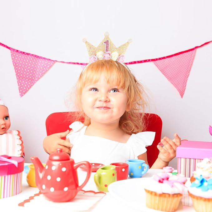Canitor First Birthday Hat Sweet One Party Decorations 1st Birthday Girl Headband Crown Tiara for 1 Year Old Girl Gifts