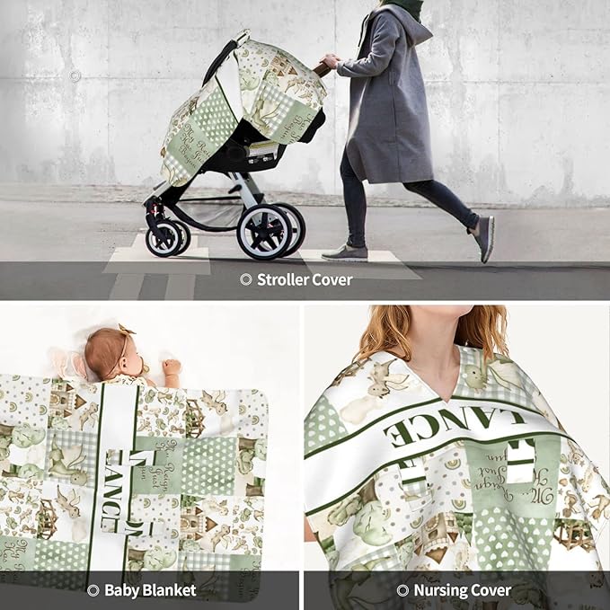 Personalized Baby Car Seat Canopy for Boys Girls, Custom Name Baby Car Seats Covers for Babies, Opening Minky Nursing Breastfeeding Stroller Cover Infant Carseat Canopies for Newborn (Cute Dragon)