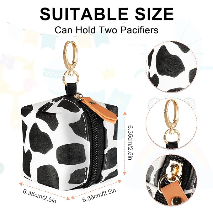 Baby Pacifier Case with Clip, Baby Pacifier Holder Pouch Box for Diaper Bag, Holds 2 Pacifiers for Travel Outdoor Activities, Small Baby Utensils,Black Stone
