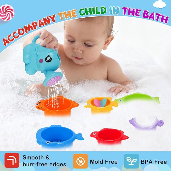 Bath Toy Set for Kids Toddlers Baby Bath Toys Fun Educational Floating Bathtub Playtime Accessories Gift Bath Toy