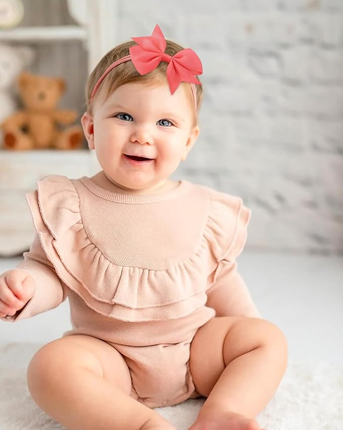 jollybows 40pcs Baby Girls Grosgrain Ribbon Hair Bows Headbands 4" Hair Band Hair Accessories for Infants Newborn Toddler