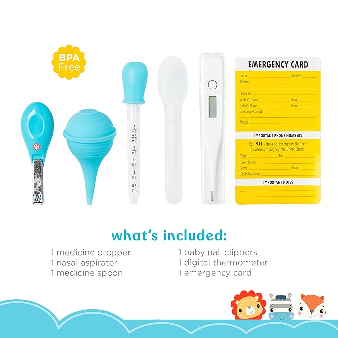 Smart Care Fisher-Price 6-Piece Baby Healthcare Kit, Newborn Essentials, Baby Gift Set, Includes Medicine Dispensers, Aspirator, Baby Nail Clippers, Baby Thermometer