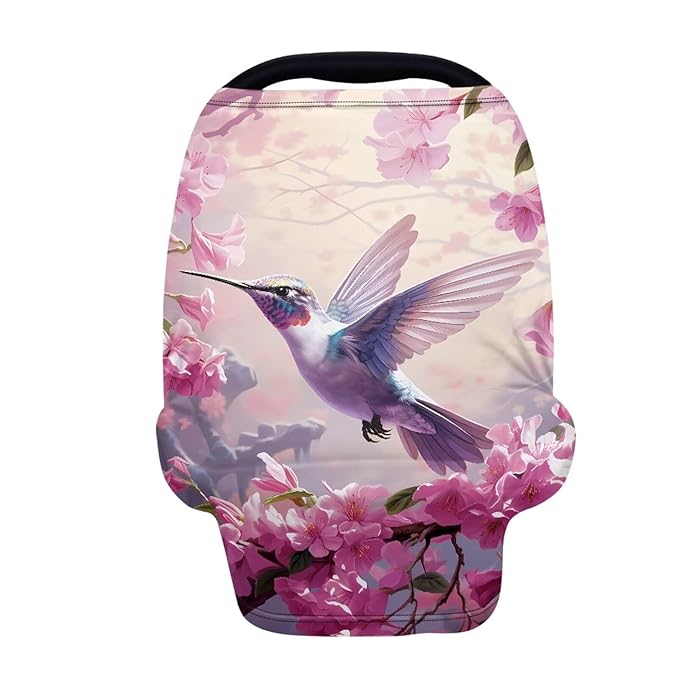 HUIACONG Floral Hummingbird Infant Nursing Scarf Baby Car Seat Cover for Babies Carseat Canopy Boys Girls Breastfeeding Covers Multi-Use Cover Ups