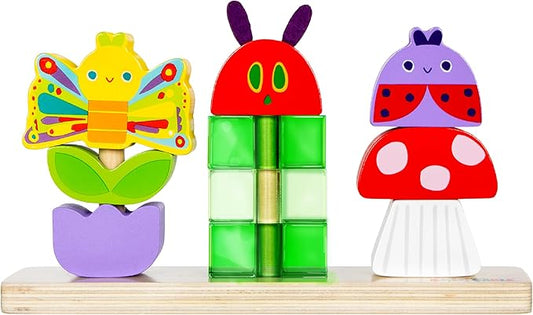 Kids Preferred Eric Carle Toddler Toys The Very Hungry Caterpillar Wooden Stacking Toy with 10 Mix and Match Pieces for Creative Play and Coordination