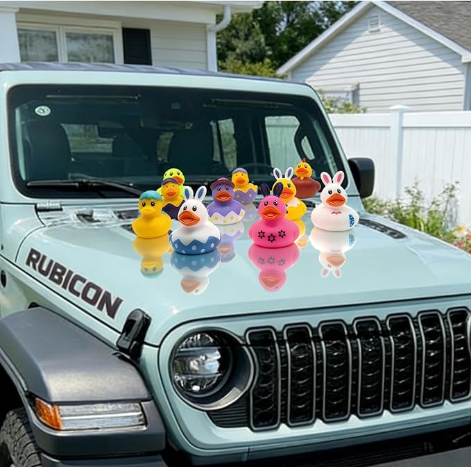 36pcs Easter Rubber Ducks Bulk, 2 Inch Assorted Easter Themed Duckies for Jeep Ducking, Bath Toys, Easter Egg Hunt, Basket Stuffers, Classroom Prizes, Party Favors Gifts for Kids