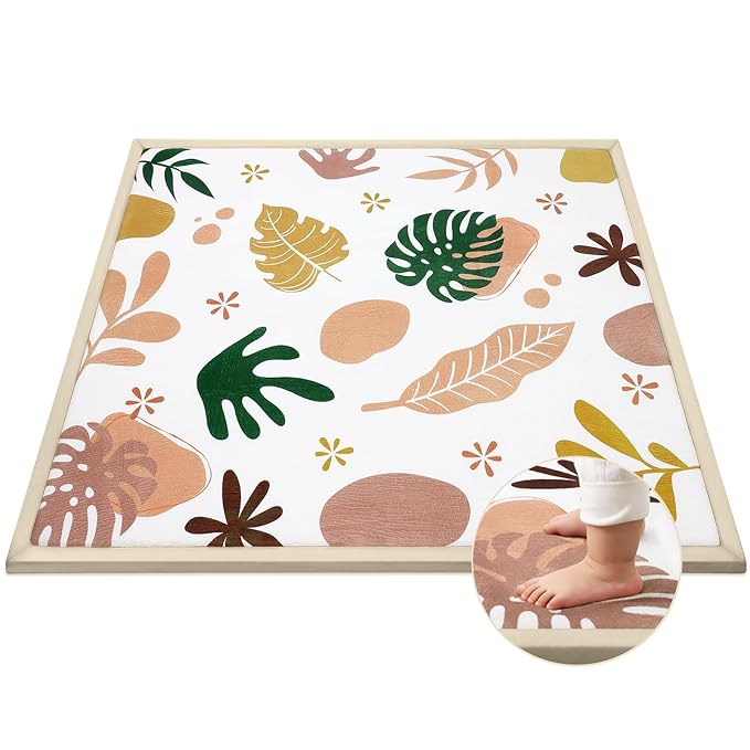 59"×71" Baby Play Mat for Floor & Playpen, 1.2" Thick High-Density Foam Nursery Mat for Tummy Time, Soft Plush Carpet with Non-Slip Bottom for Infant Toddler Baby Crawling & Playing (Boho)