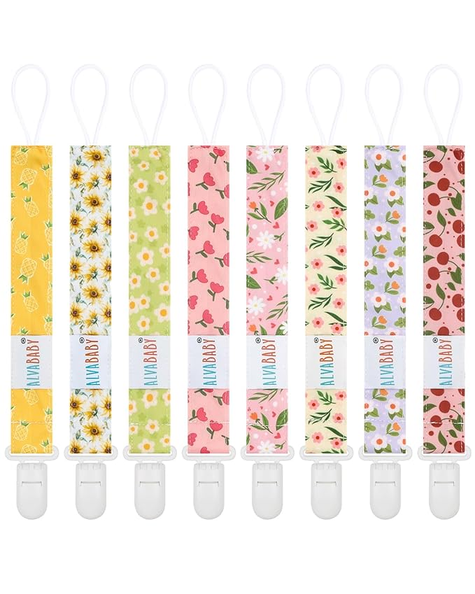 ALVABABY Pacifier Clips 8 Pack Binky Paci Clip Holder Leashes 8DP21A