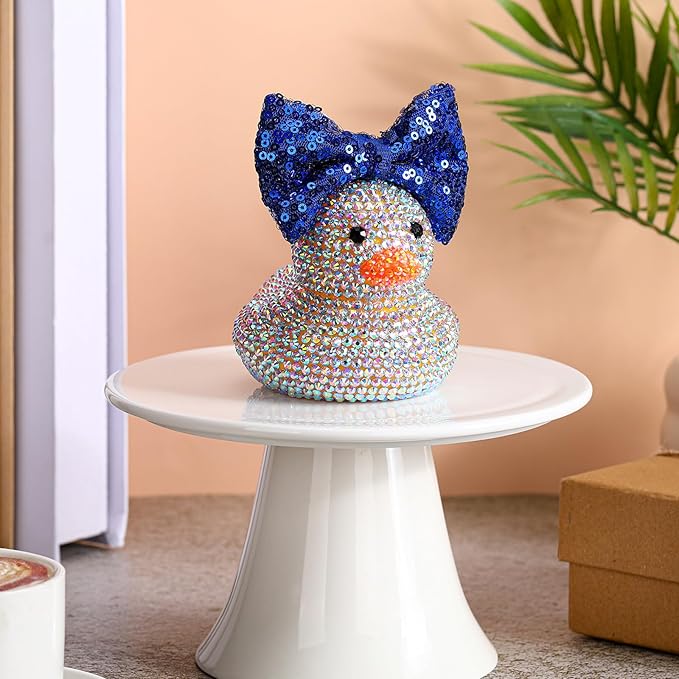 Sotiff Cheerleader Gifts Ideas Rhinestone Crystal Rubber Ducks You've Been Cheer Ducked Cheer Team Inspirational Gift Accessories for Women Teammate (Blue)