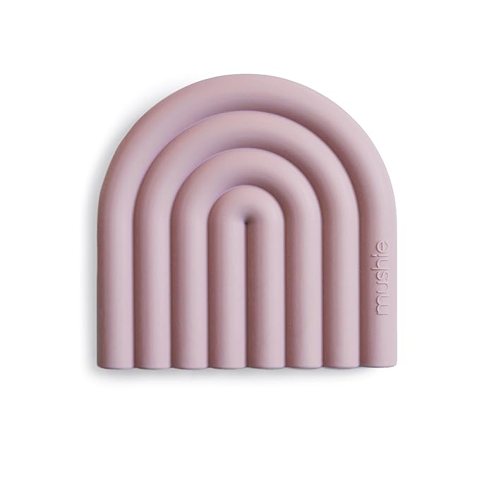 mushie Silicone Baby Teether Toy | Rainbow (Mauve)