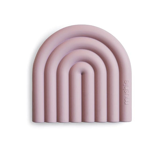 mushie Silicone Baby Teether Toy | Rainbow (Mauve)