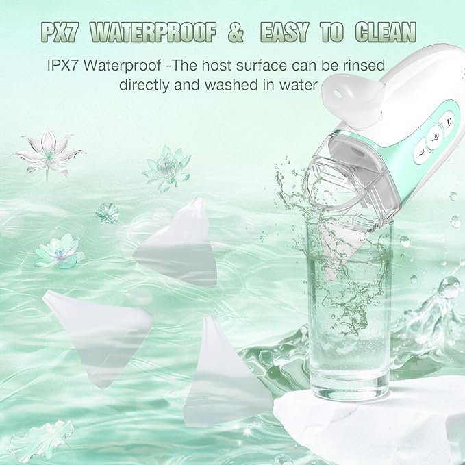 Smart Baby Nasal Aspirator, Household 2-in-1 Electric Nose Sucker with 5-Level Suction, Soothing Music, 2 Silicone Tips, USB-C Charge, Storage Case, Baby Nose Aspirator Gift (Mint Green)