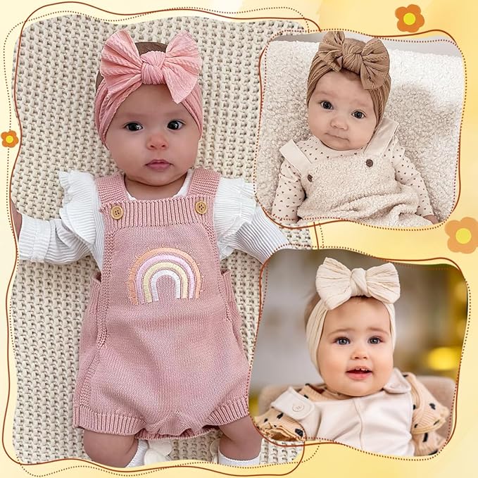 Ulico 2 Pack Personalized Girl Headband,Custom Baby Girls Headband with Embroidered Name, Newborn Headbands with Bow