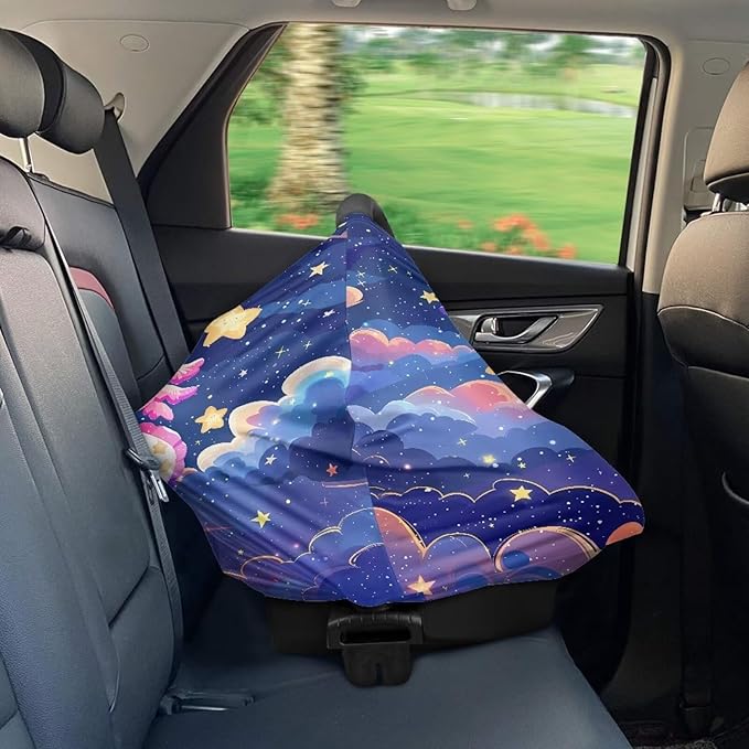 Biyejit Carseat Cover Girls, Multiuse - Nursing Breastfeeding Covers Car seat Canopy, Stretchy Soft Breathable-Starry Night Axolotl