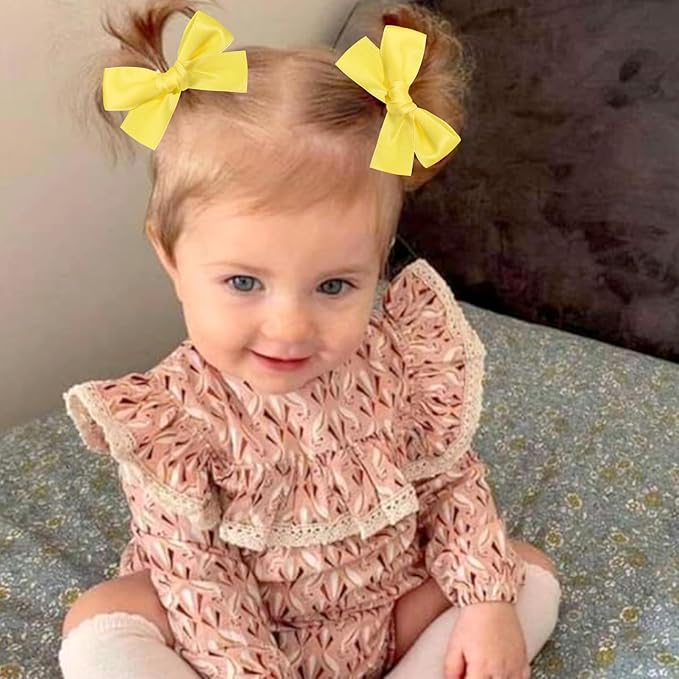 Oaoleer Baby Hair Clips, 40PCS Satin Hair Bows for Girls Toddler Babies Kids Baby, Non Slip Tiny Hair Accessories for Infants Toddlers Kids Children Little Girls (Hair Bows-Satin)