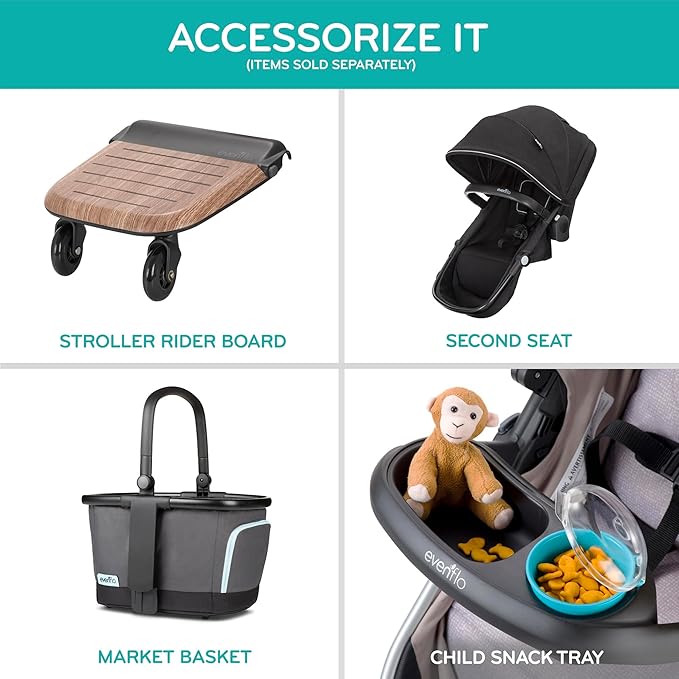 Evenflo Pivot Xpand Modular Travel System with LiteMax Infant Car Seat (Sabino Gray)