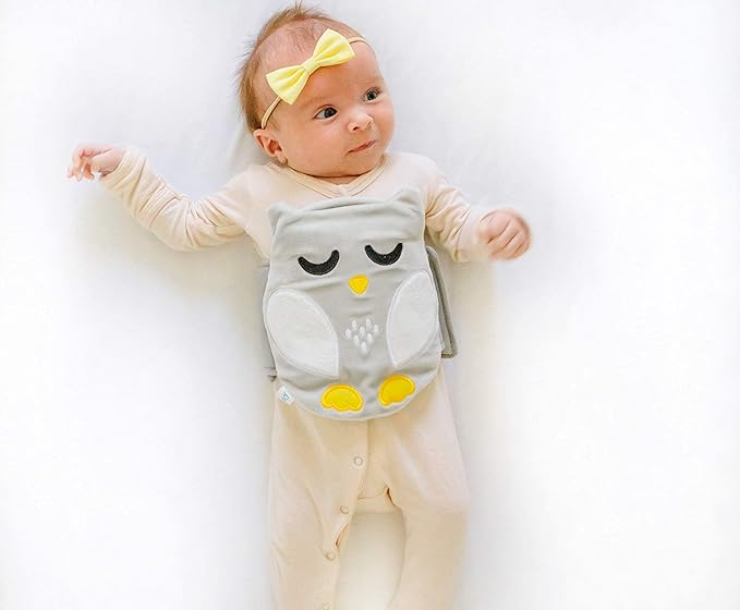Baby Colic, Gas and Upset Stomach Relief, Baby Heated Tummy Wrap for Newborns - Belly Hugger - Infant Swaddling Belly Belt, Heating Pad with Soothing Warmth for Fussy Infants (Grey-White)