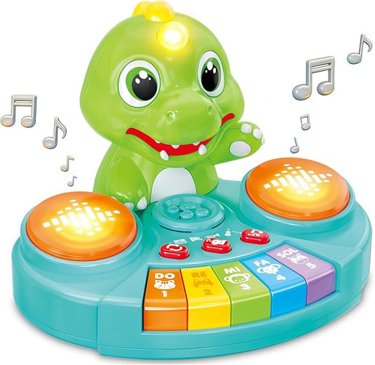 Dinosaur Baby Piano Toy with Animal Sounds, Light Up Educational Keyboard, Interactive Musical Toys for Babies 6-12 Months and Toddlers