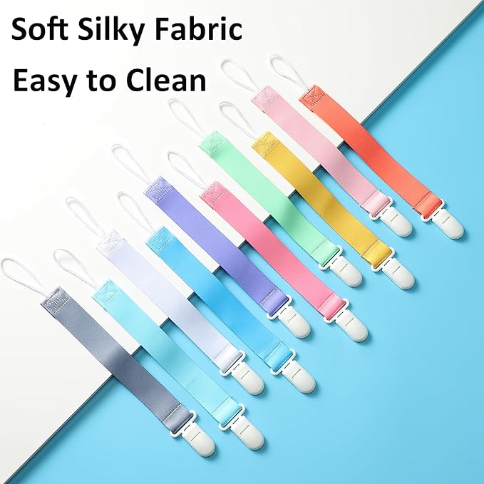 Neutral Solid Color Pacifier Clips, 10 Pack Binkie Paci Holder Clips