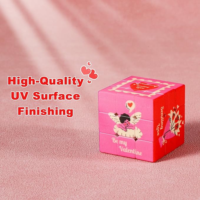 24 Pack Premium Valentine's Day Mini Cubes Set with Cards & Bags, 3x3x3 Puzzle Cubes (1.18 Inch) Heart-Themed Classroom Exchange Gifts, Valentines Gift, Bulk Party Favors, Goodie Bag Stuffers for Kids