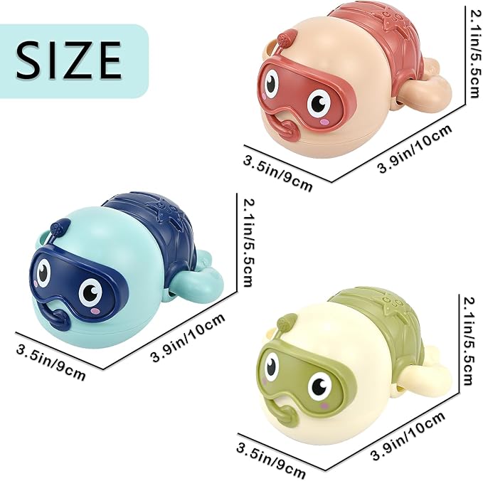 3 Pack Swimming Turtle Baby Bath Toys for Toddler 1-3,2025 Bath Toys Water Pool Floating Wind Up Toys for 1-2 Year Old Boy Girl Gifts, Infant Toddlers Kids Bathtub Toys Age 1-3 2-4 (Style 1)