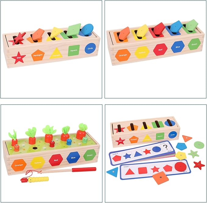 Montessori for Toddlers, Magnetic Color Shape Sorting Matching Box, Early Learning Toys, Wooden Educational Toy, Fine Motor Skills Toys for Boys Girls