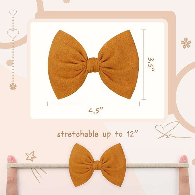 YanJie 24PCS Baby Girls Headbands 4.5’’ Baby Bow Hair Bows for Newborn Infant Toddler Kids Girl Hair Accessories Super Soft Nylon Hairwarp