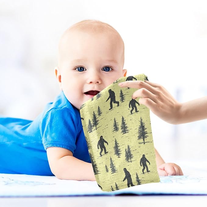 Bigfoot Baby Washcloths Newborn Muslin Burp Cloths 3 Pack Soft Cotton Baby Face Bath Towel Drool Bibs for Infants, Girls and Boys 11.8 x 11.8 Inch