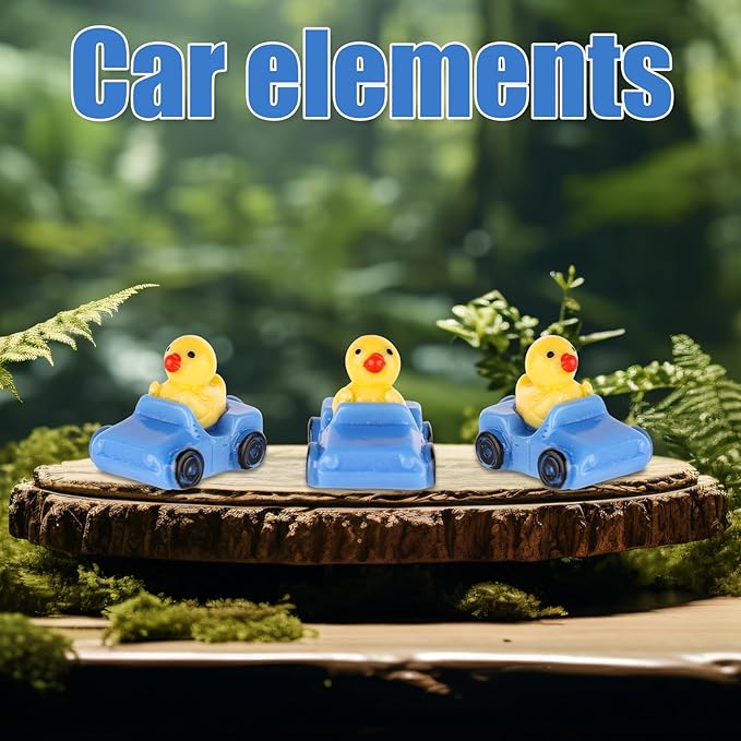 Tinoaly 30pcs Miniature Duck Figures, Whimsical Resin Mini Ducks in a Car, Dark Blue, 1:12 Scale, Adult, Unisex, Ornament